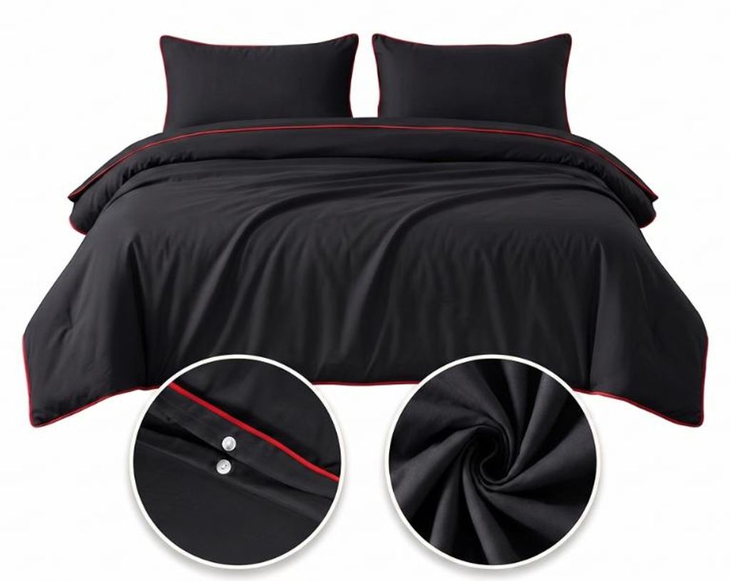Pościel Dwuosobowej BASIC BLACK 140x200 + 1 POSZEWKA Czarna Zdjęcie produktu 