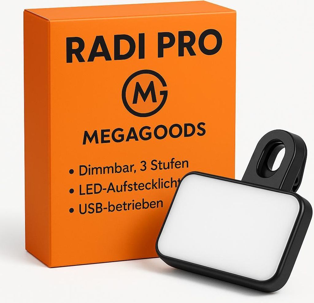 Mini-Selfie-Licht LED Clip-On dimmbar 3 Stufen für Handy DE.