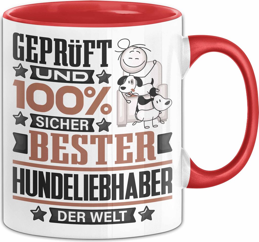 Hundeliebhaber Geschenk Lustiger Spruch für Hundeliebhaber Geschenkidee Bester Hundeliebhaber Der Welt (Rot)