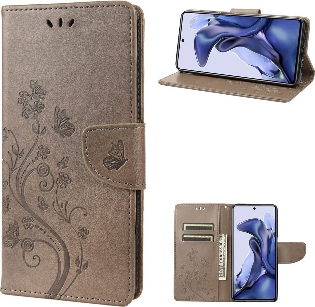 König Design Hülle kompatibel mit Xiaomi Poco X4 Pro 5G Kunstleder Handyhülle - Handy Case Grau