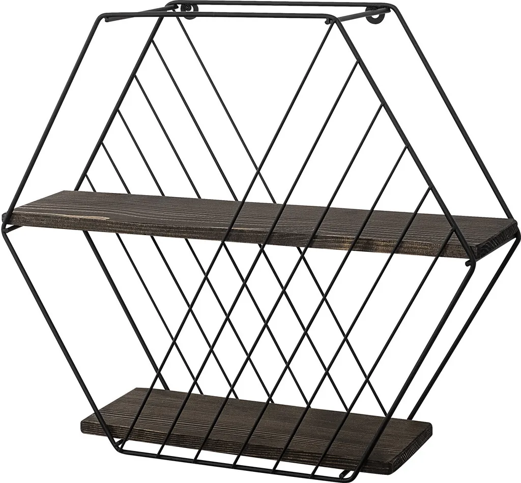 Étagère Murale Noire Skye Decor Bois Robuste 60 cm Design Géométrique