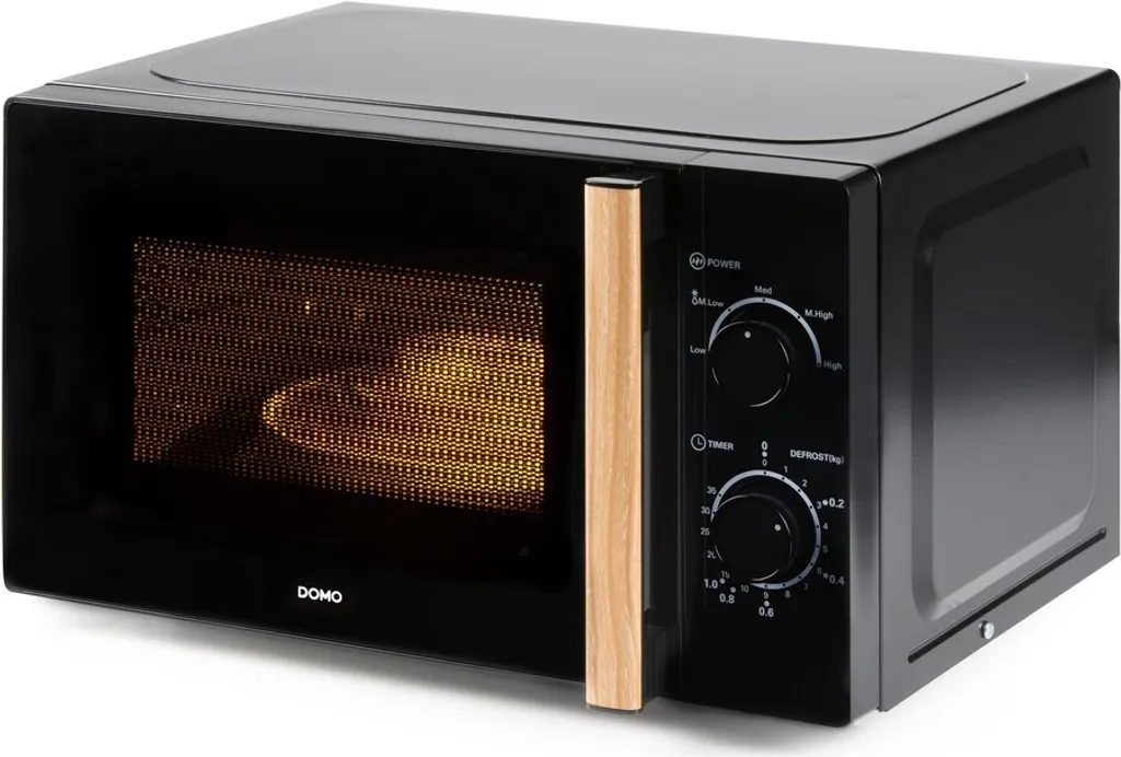 DOMO DO2820 Microonde Nero e Legno 20L - Regalo Casa Ideale