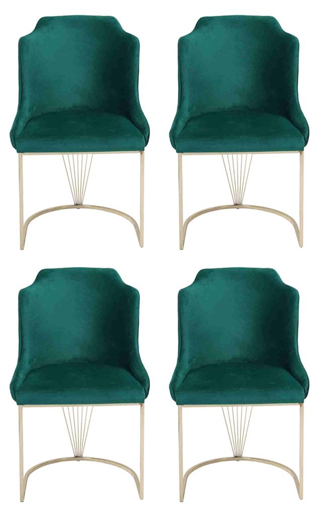 Designer Grüner Esszimmerstuhl 4x Stühle Luxus Einsitzer Moderne Esszimmer