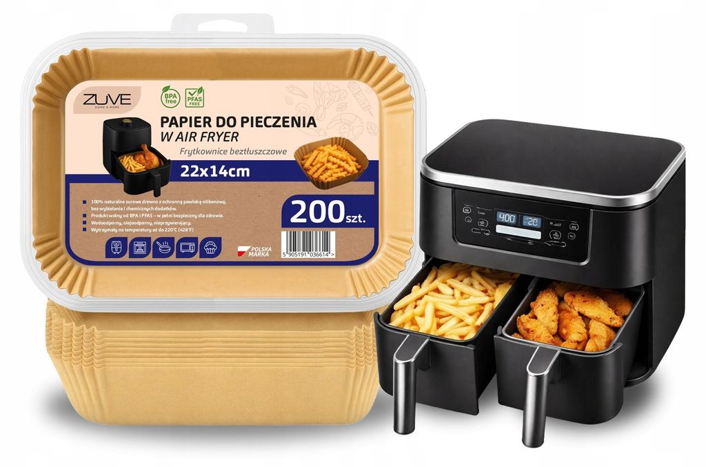 Papier-Airfryer Zuve 200x Kartuschen für fettarme Heißluftfritteusen 22x14 Ninja
