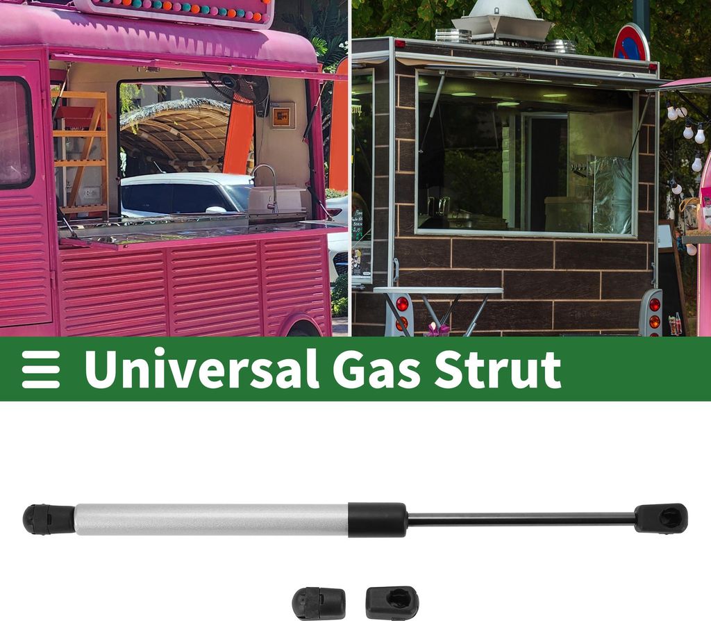 Universal-Hebestützen, Gasdruckfeder, 14 Zoll/350 mm, 100 lb/450 N/45 kg, Kohlenstoffstahl, silberfarben, 1 Set