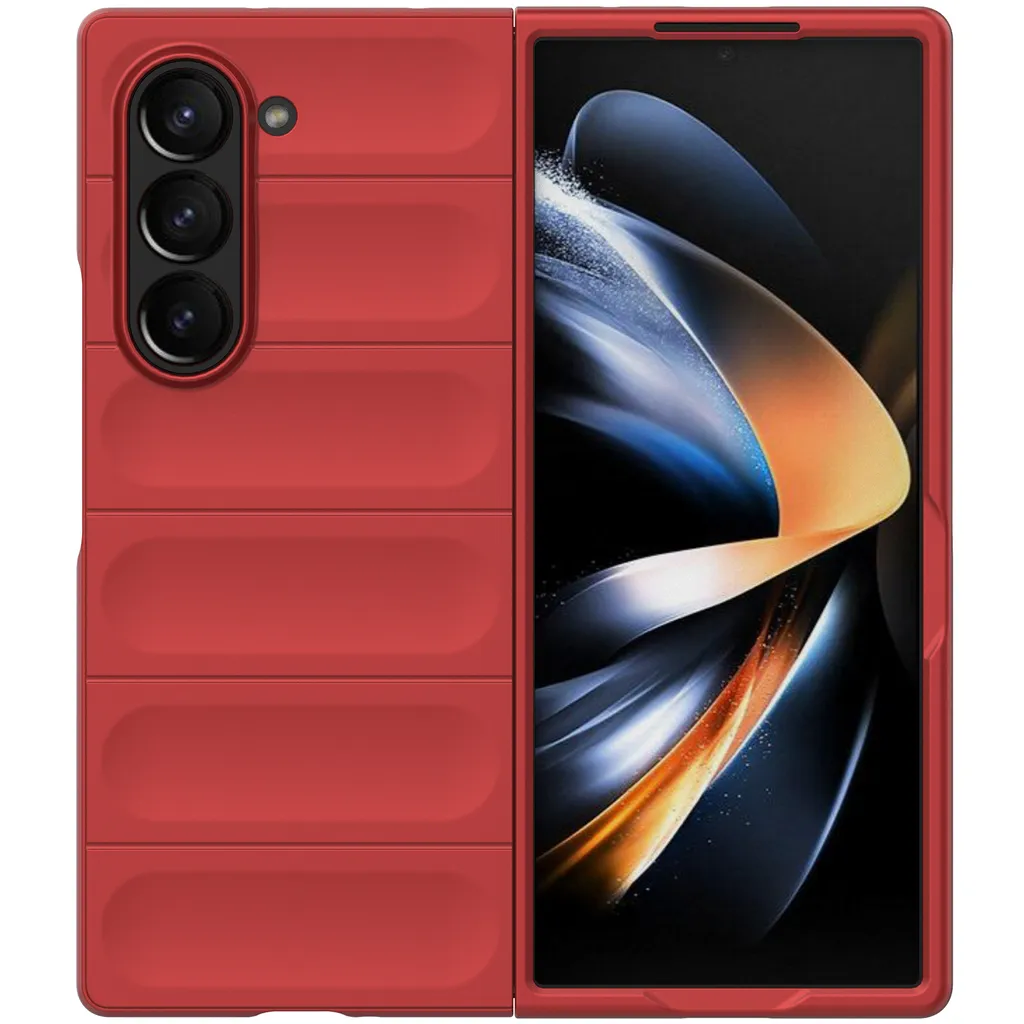Custodia per Samsung Galaxy Z Fold 6 Custodia rigida in PC opaco antiurto antiscivolo rosso - 6