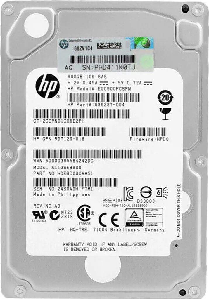 Stock HP EG0900FCSPN 900GB 10K SAS 2.5'' - Spedizione 24h