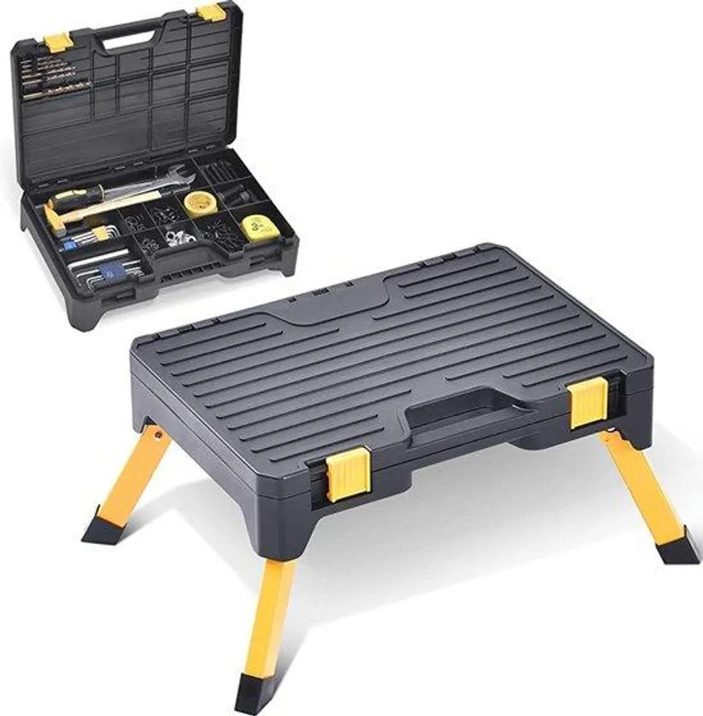 Marchepied pliant noir 1 marche avec rangement outils pratique Série Pro