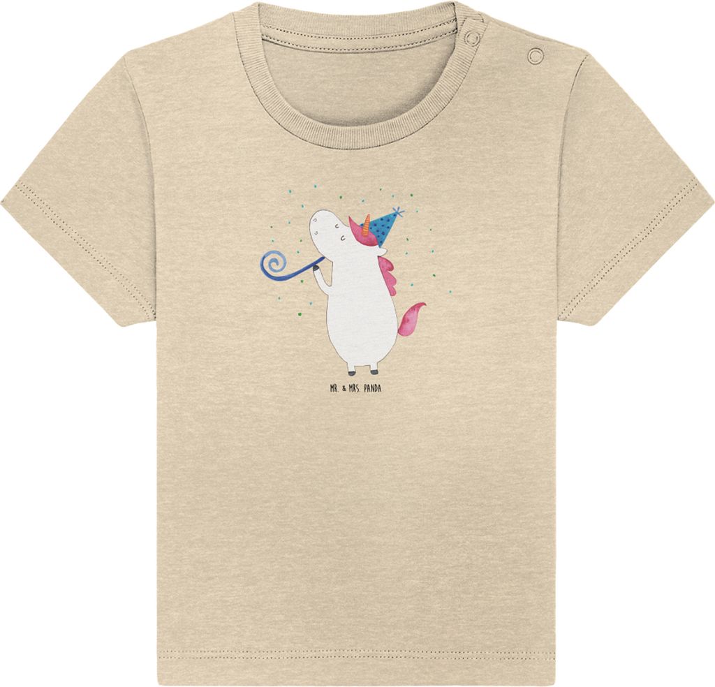 Mr. & Mrs. Panda T-Shirt Einhorn Party 0. - 6. Monat - Natural Raw - Geschenk, Disco, Fest, Babyshirt, Club, Baumwolle Baby Shirt, Einhörner, Unic...