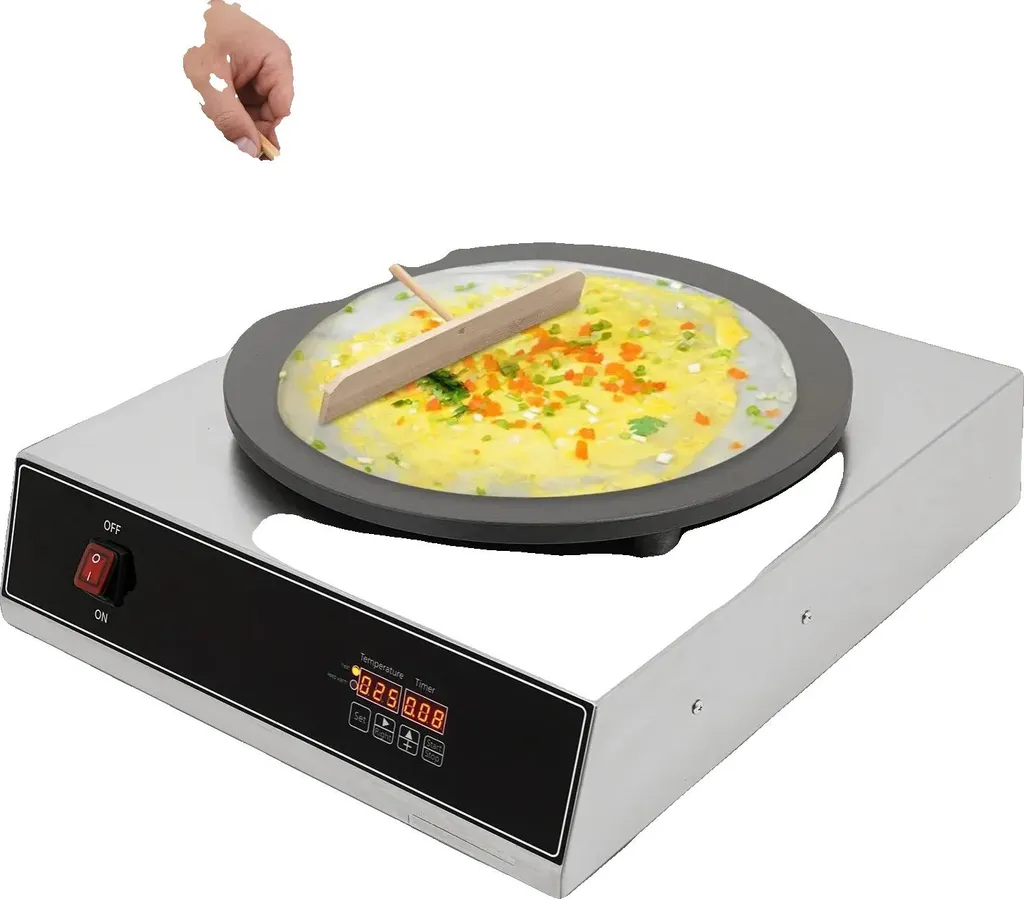 Crêpière Familiale 40cm 2800W en Inox pour Crêpes et Galettes Parfaites