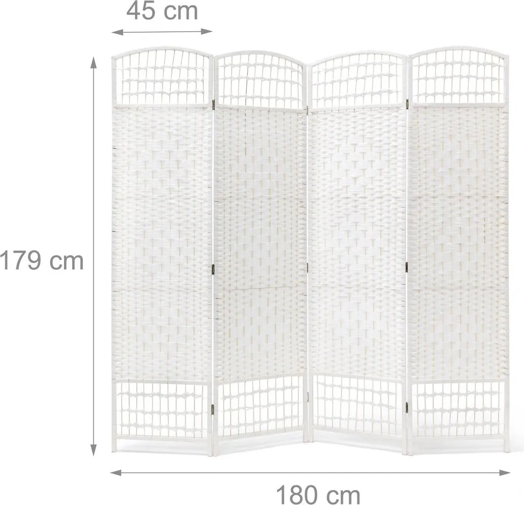 Cloison de séparation blanche pour cacher le désordre, 4 panneaux