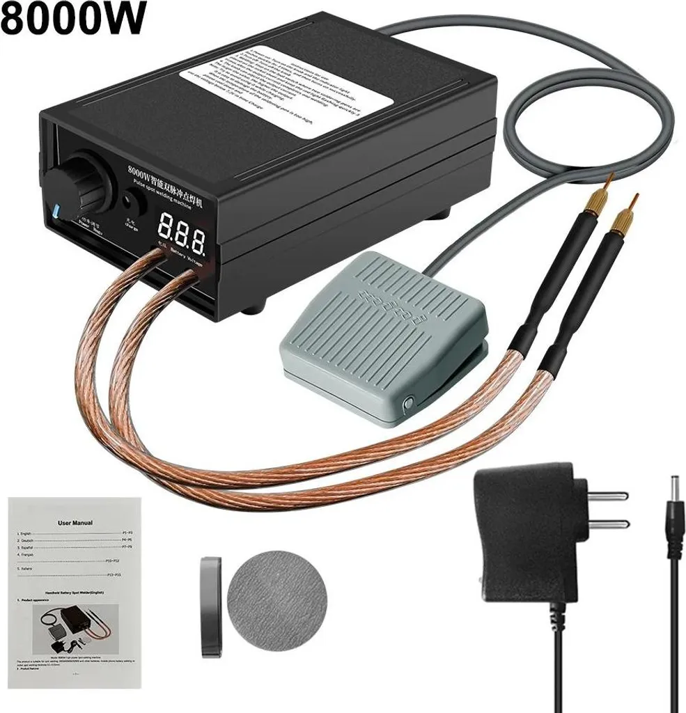 Saldatrice Puntatrice 8000W 1200A | Design Ruggine per Batterie 18650