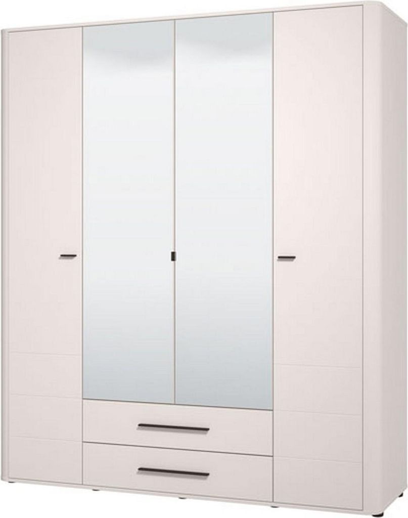 Dmora Großer Kleiderschrank Taburno 180x211h cm Weiß Creme, 9 Regale 2 Schubladen