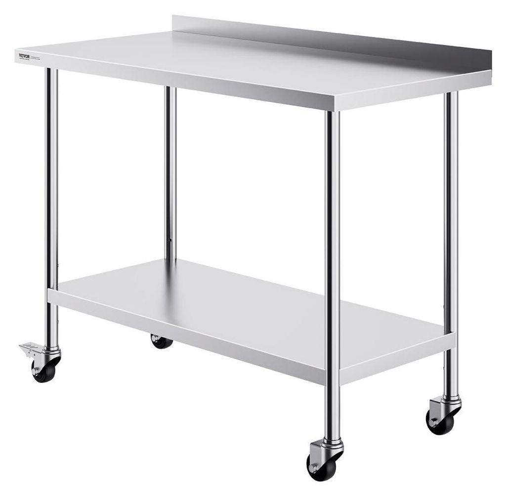 Stainless Steel Work Table Commercial Food Prep Table 24"x48" with Casters