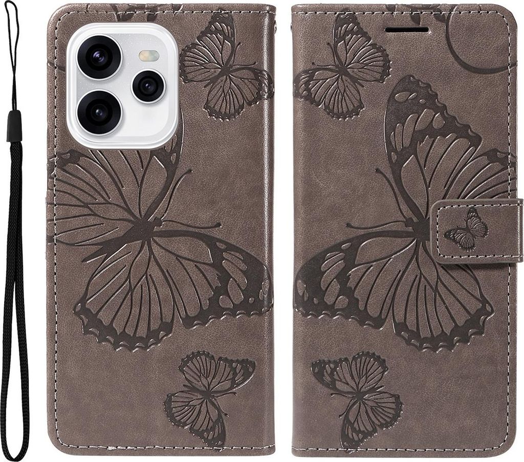 OPPO Reno15 Hülle - Coverup Schmetterlinge Klapphülle - Taupe Grau
