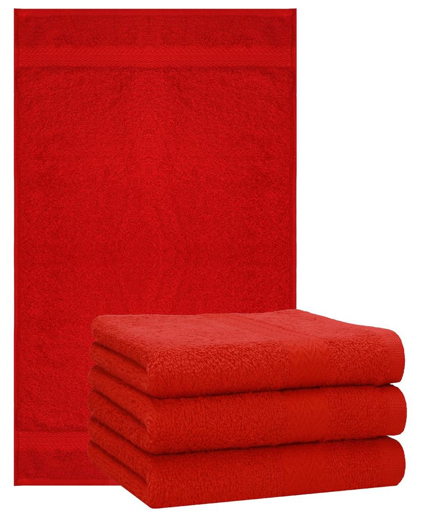 Betz 4 Stück Handtücher 50x100 cm PREMIUM 100% Baumwolle Farbe: rot