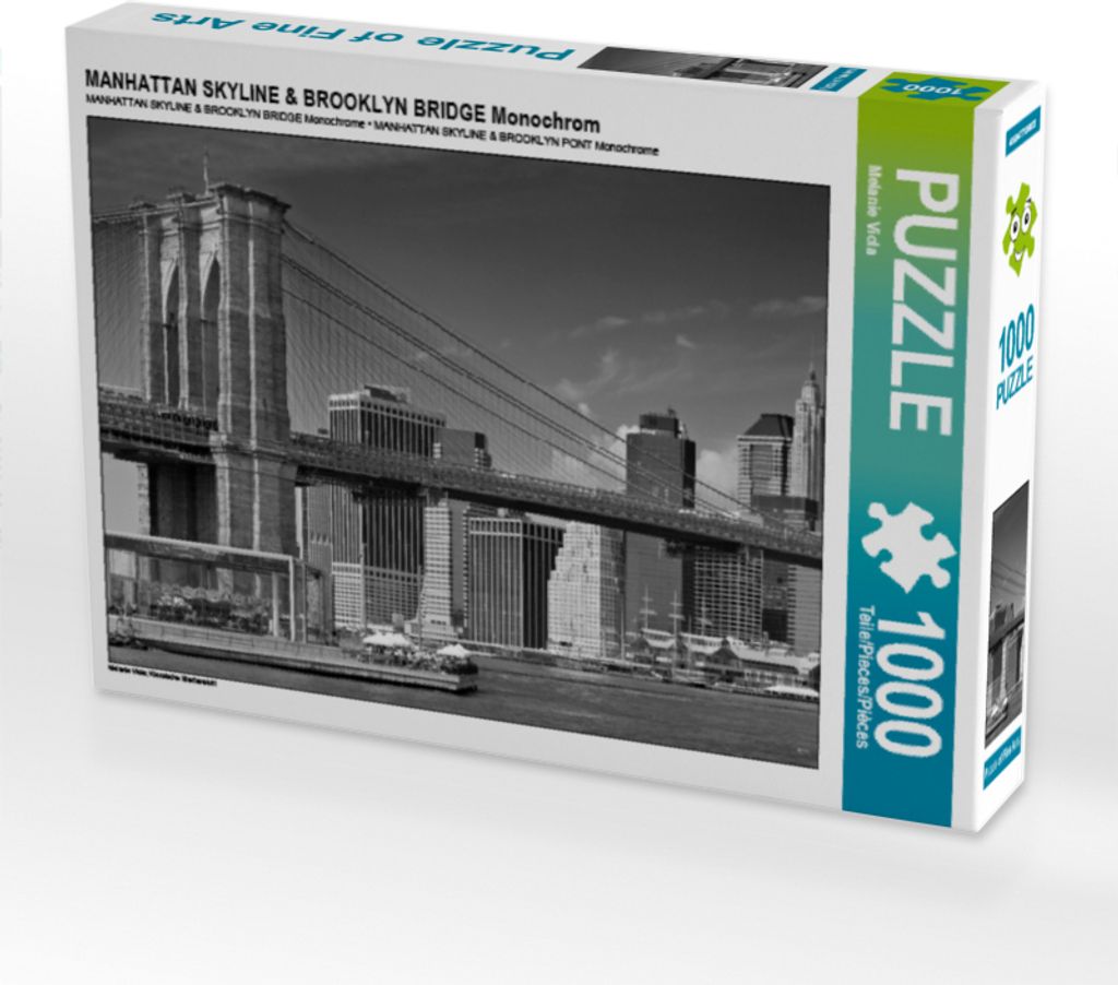 CALVENDO Puzzle MANHATTAN SKYLINE & BROOKLYN BRIDGE Monochrom 1000 Teile Puzzle quer | 1000 Teile Lege-Größe 64x48cm Foto-Puzzle für glückliche...