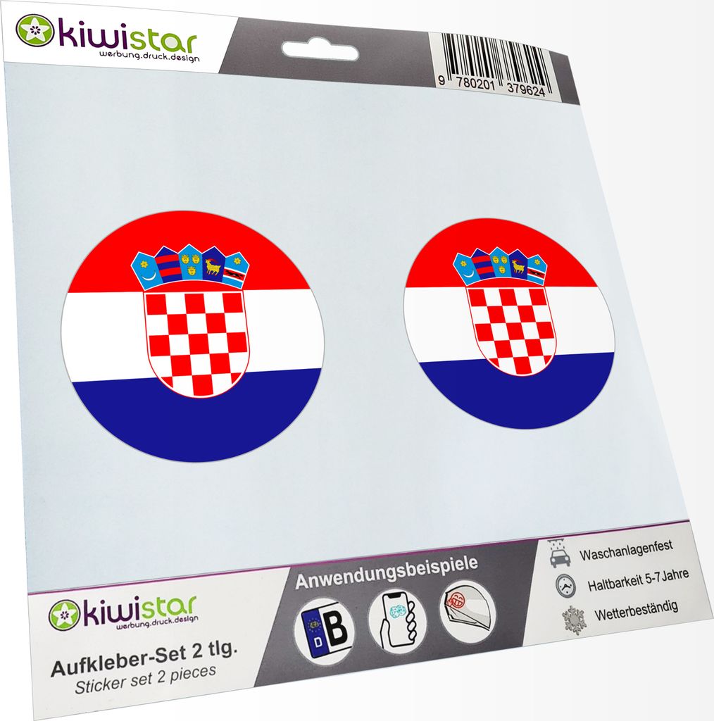 KIWISTAR - 2X Kennzeichenaufkleber - Kroatien - Kennzeichen Aufkleber Sticker Nummernschild Land Country Nation