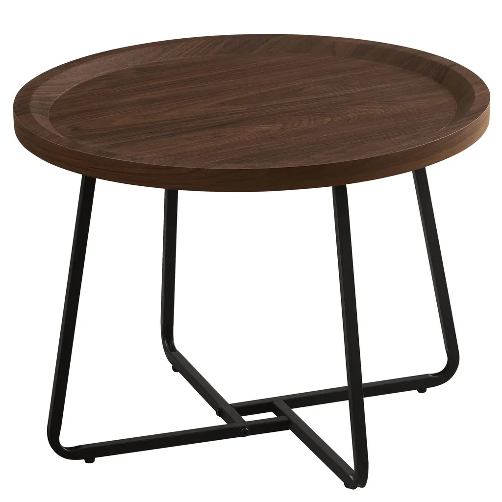 Table basse GELA Casa Dolce Ø 60 cm marron avec bord relevé en MDF