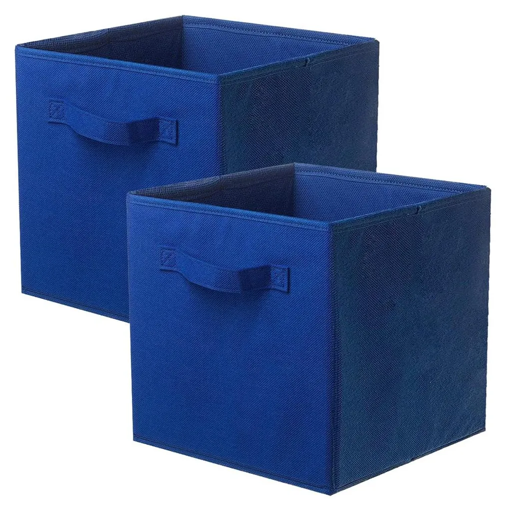 Lot de 2 boîtes de rangement en tissu pliables, cubes 30x30x30 cm gris