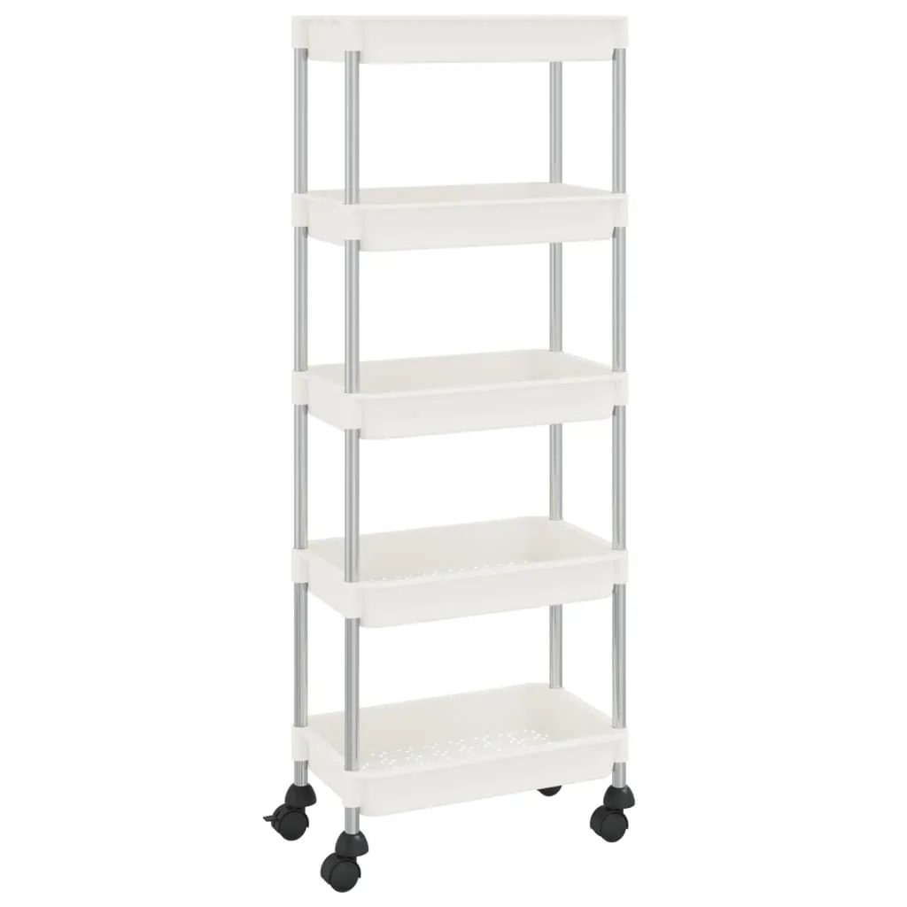 Carrello Cucina 5 Ripiani Bianco 42x29x128 cm Ferro e ABS | Salvaspazio - 1