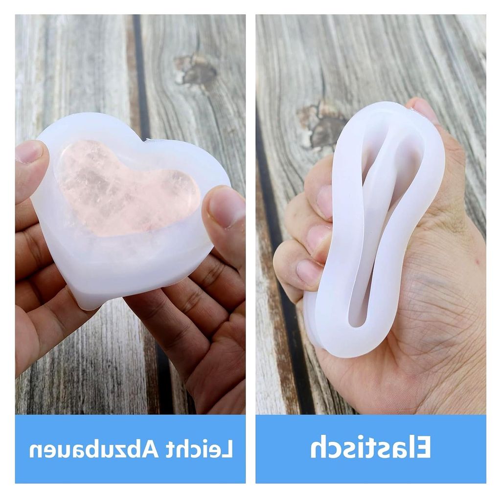 2 Stück 3D Herzform Silikonform für DIY Seifen und Anhänger