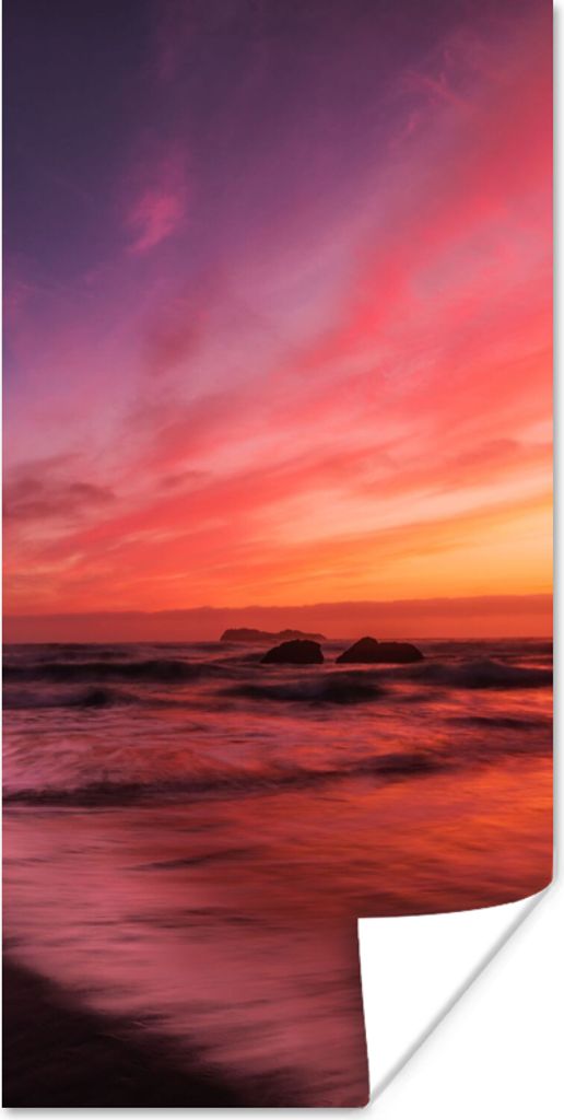 MuchoWow Poster Strand - Meer - Natur - Abend 60x120 cm - Wandschmuck