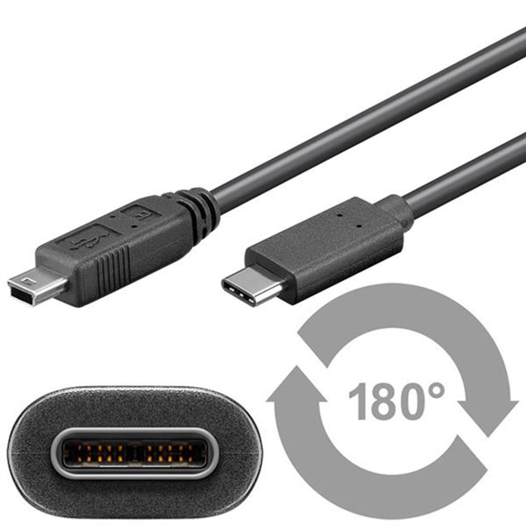 USB-C 3.1 Verbindungskabel C-Stecker -> Mini-B Stecker 1,0m Produktbild 5