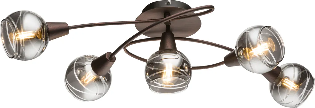 Plafonnier Bronze Métallique 5 Branches E14 LED Économe et Élégant