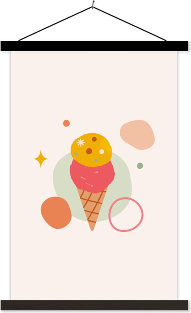 MuchoWow Textilposter Sommer - Eiscreme - Formen 40x60 cm mit schwarzem Rahmen - Wanddekorationen