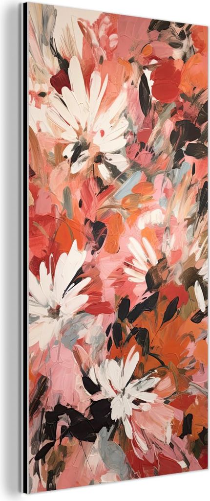 MuchoWow Wanddekoration Metall Metallbild Wandkunst 20x40 cm Blumen - Kunst - Abstrakt - Malerei MuchoWow Aluminium Gemälde - Aluminium Gemäldes