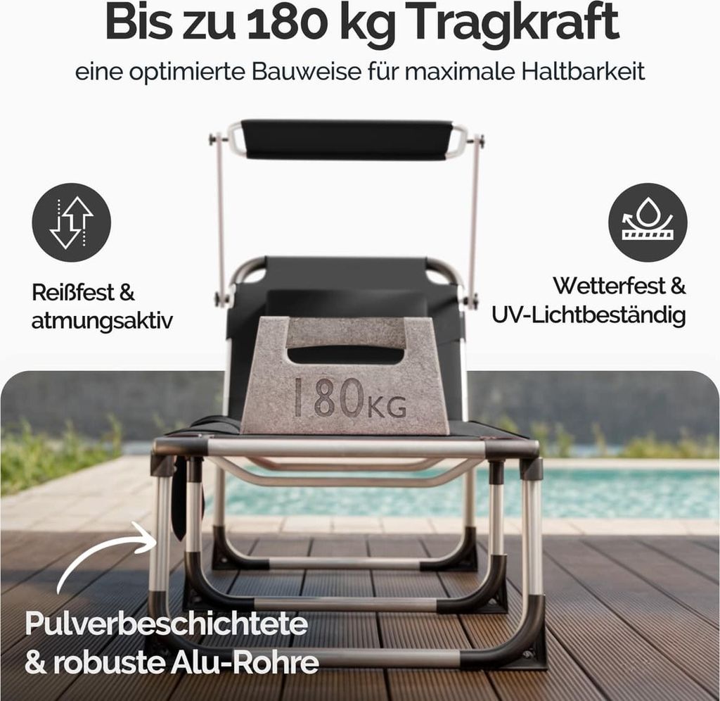 CASARIA® Sonnenliege Malta klappbar 180kg belastbar Produktbild 5