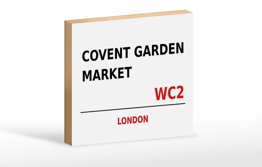 Holzschild London 18x12cm Covent Garden Market WC2