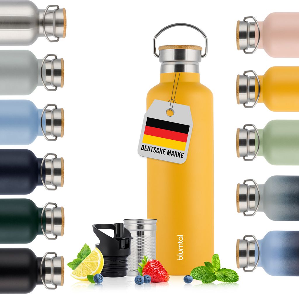 Blumtal Thermosflasche 500ml - doppelwandige Trinkflasche Edelstahl 500ml - Isolierflasche 500ml BPA frei - Edelstahl Trinkflasche 500ml - Teeflasc...