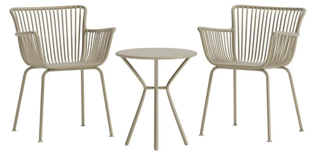 Set de table et chaises Sifnos Beige en acier - Design robuste et chic