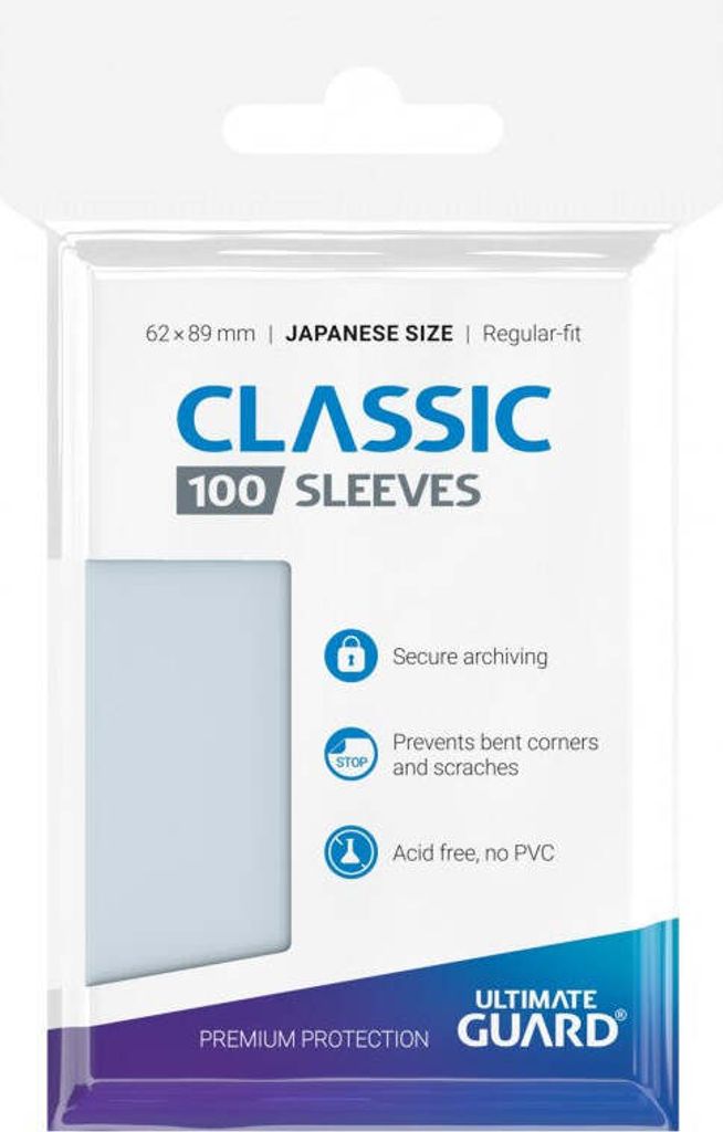 Ultimate Guard 100 Pochettes Refermables Classic Sleeves Taille Standard Transparent 4260250071014