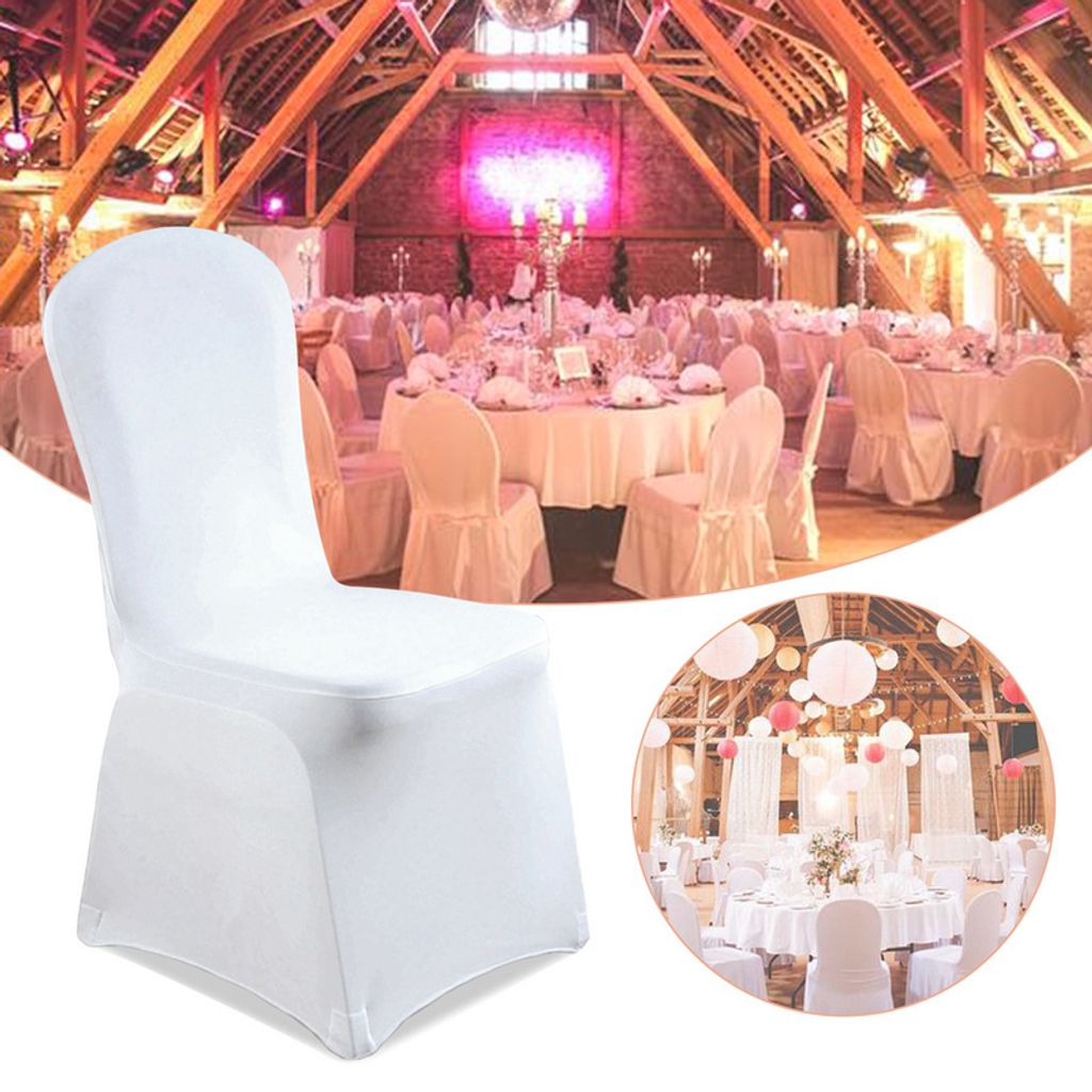 Stuhlhussen Universell Stretch Stuhlhussen Weiß Stuhlbezug Stuhlüberzug für Büro Hotel Bankett Hochzeit Party Dekoration 50 Stück