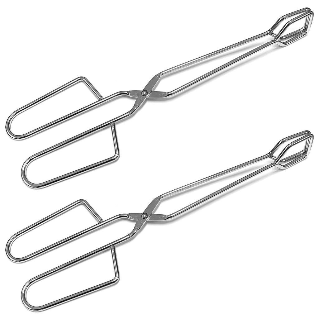 2er Set XXL Edelstahl Servierzange 28,5 cm Bratwurstzange Lang Grillzange BBQ Grill Zange Bratzange Kochzange Grillgutwender