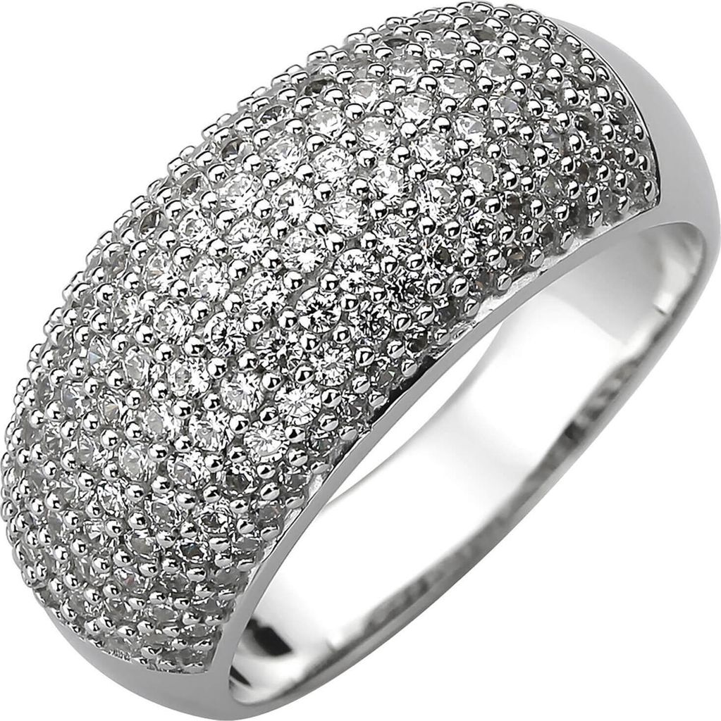 Pavé Ring 11mm breit aus 925 Silber 158 Zirkonia weiß Fingerring Fingerschmuck Innenumfang 58mm Ø18.5mm