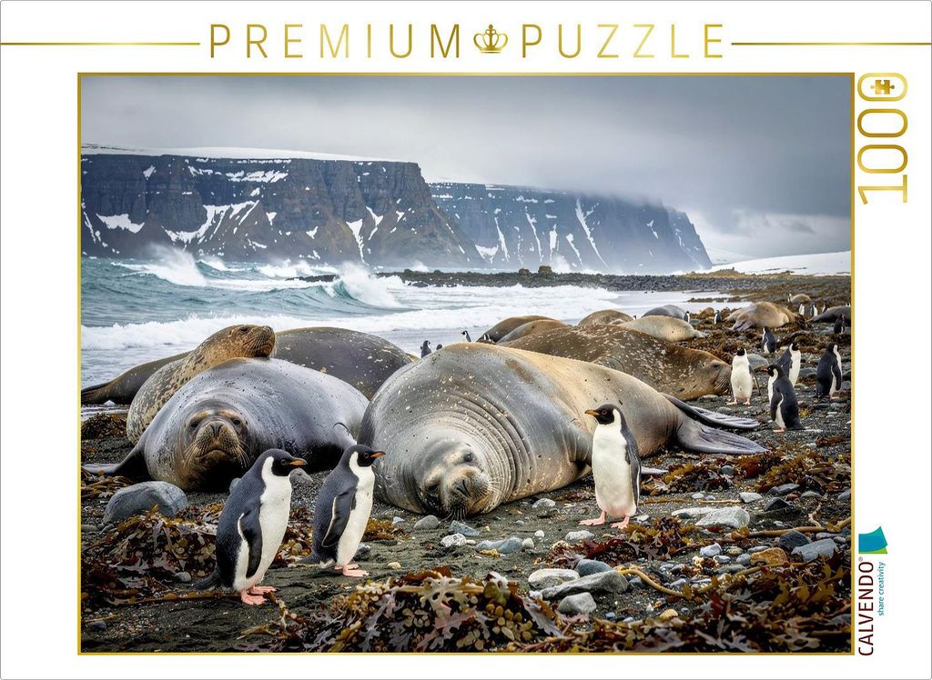 CALVENDO Puzzle See - Elefanten: Groß im Auftritt, sanft im Herzen. | 1000 Teile Lege-Größe 64x48cm Foto-Puzzle für glückliche Stunden