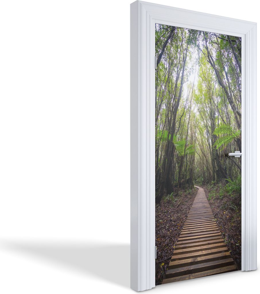 Türfolien Design Selbstklebende Wandsticker Türtapeten - Waldweg - 95 x 205 cm