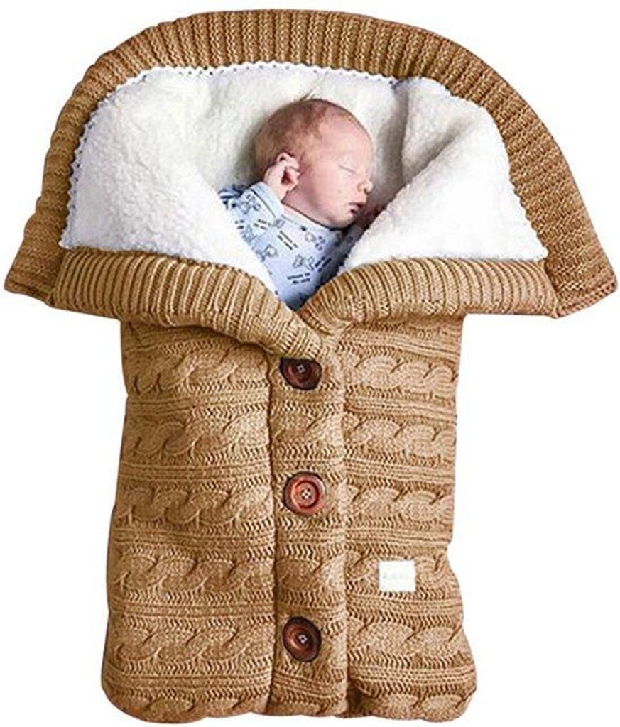 Gebreide Kinderwagen Slaapzak für Jungen und Mädchen 0-24 Monate - Dicke, Wärmende Gebreide Decken