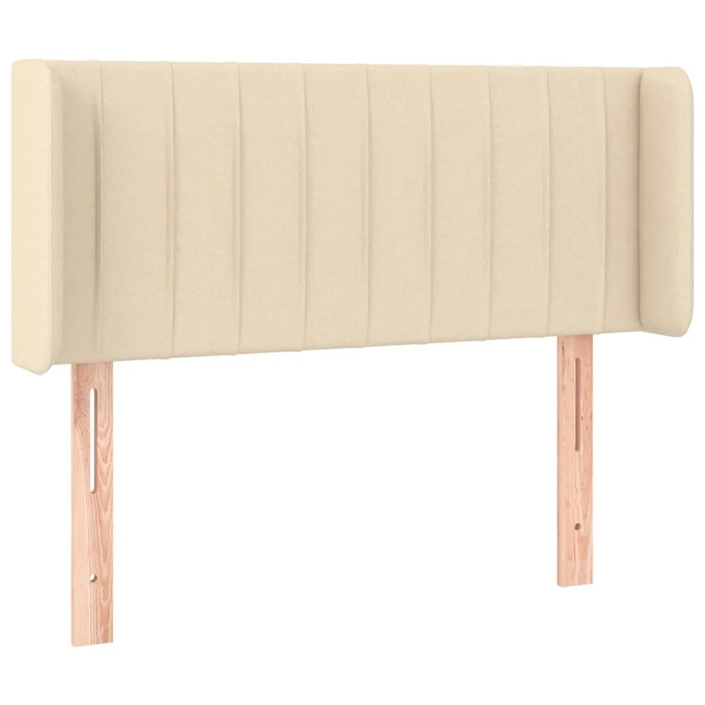 Dosseret de lit rembourré Crème 93 cm avec oreilles latérales en Tissu
