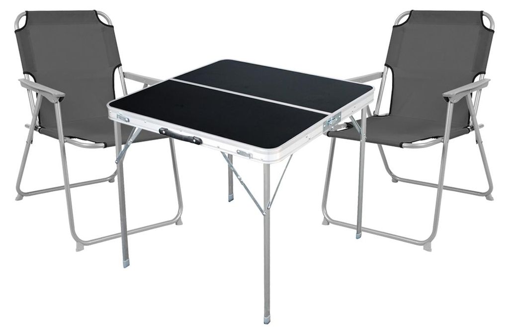 3-teiliges Campingmöbel Set Alu L80xB80xH70cm Anthrazit Produktbild 