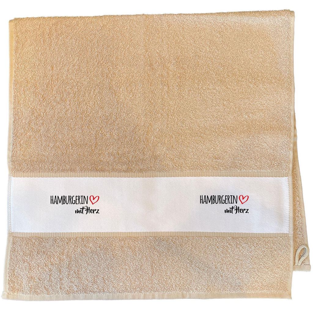 Huuraa Handtuch Hamburgerin mit Herz 50x100cm Sand Baumwolle Handtuch Geschenkidee