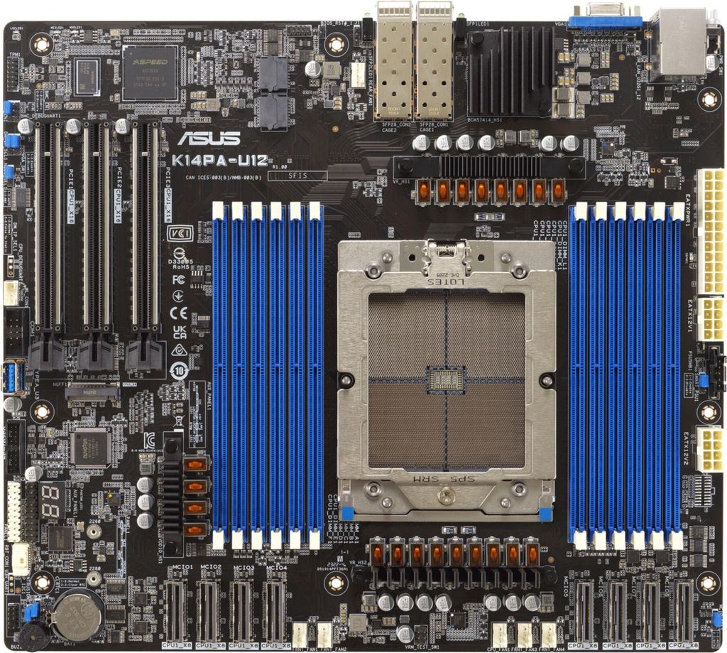 ASUS K14PA-U12 - Motherboard - SSI CEB - AMD keine CPU - Socket SP5 - 2 x 25 Gigabit LAN - Onboard-Grafik