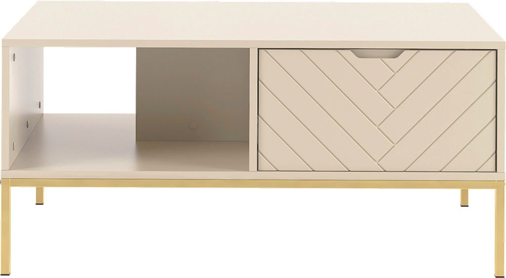 Couchtisch 104 cm breit in kaschmir mit gefräster Front ANGERA-140