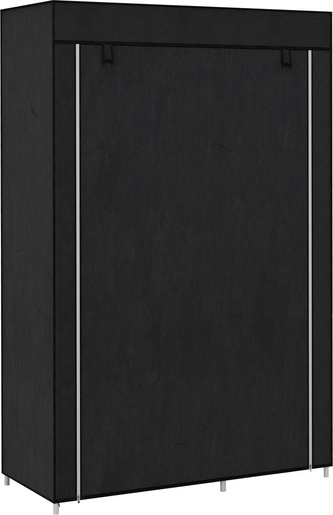 Schrank aus Stoff, Aufbewahrungslösung, 6 Regale, 1 Kleiderstange, Schwarz