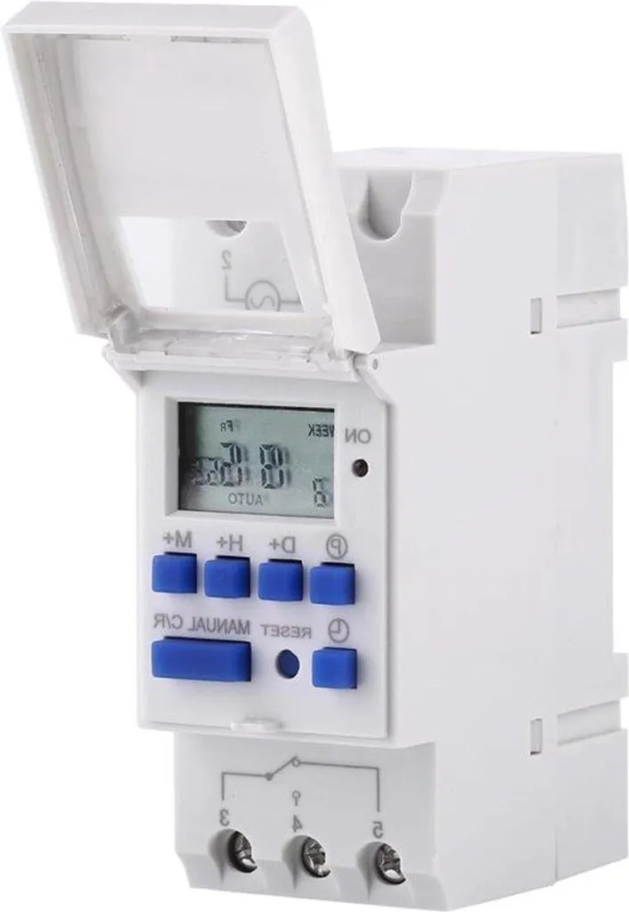Programmateur horaire digital hebdomadaire rail DIN écran LCD noir