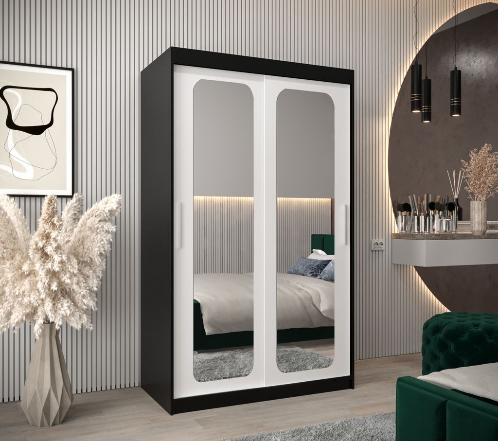 Spiegelschrank DONICELA 2 - 120 cm, schwarz/weiß